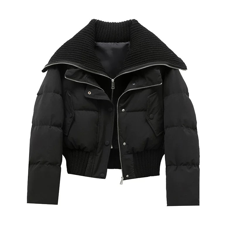Schwarze Pufferjacke mit modernem Oversized-Schnitt