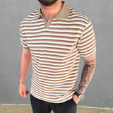 ciro polo beige bruin streep voorkant
