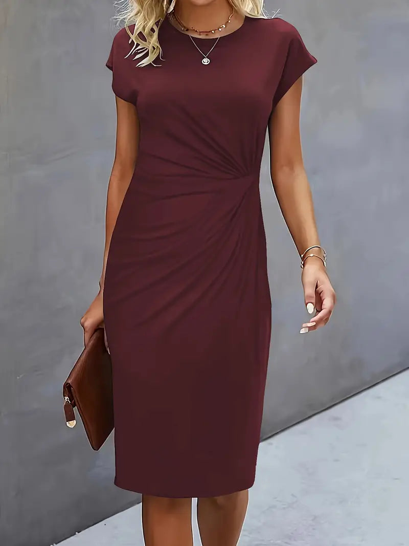 Katrien Midi-Kleid in Bordeaux – Glamouröse Abendmode