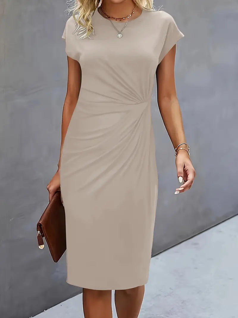 Katrien Midi-Kleid in Beige – Femininer Look für besondere Anlässe