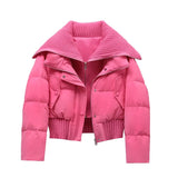 Rosa Pufferjacke mit Reißverschluss und Kragen