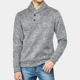 Andrea Elegante Trui voor heren met stijlvolle kraag en knoopdetails, verkrijgbaar in grijs.
