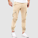 Beige cargo jogger met zakken voor heren – casual herenbroek streetstyle