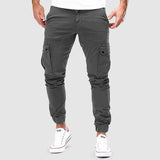 Donkergrijze cargo jogger – herenbroek met zijzakken en elastische band