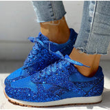 blaue Glitzer Sneaker mit schimmerndem Glitzer-Finish für Damen