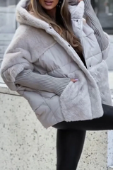 Damen Winterjacke Alvéra in Grau mit Kapuze