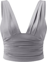 Vanyla Damen Top mit V-Ausschnitt Grau
