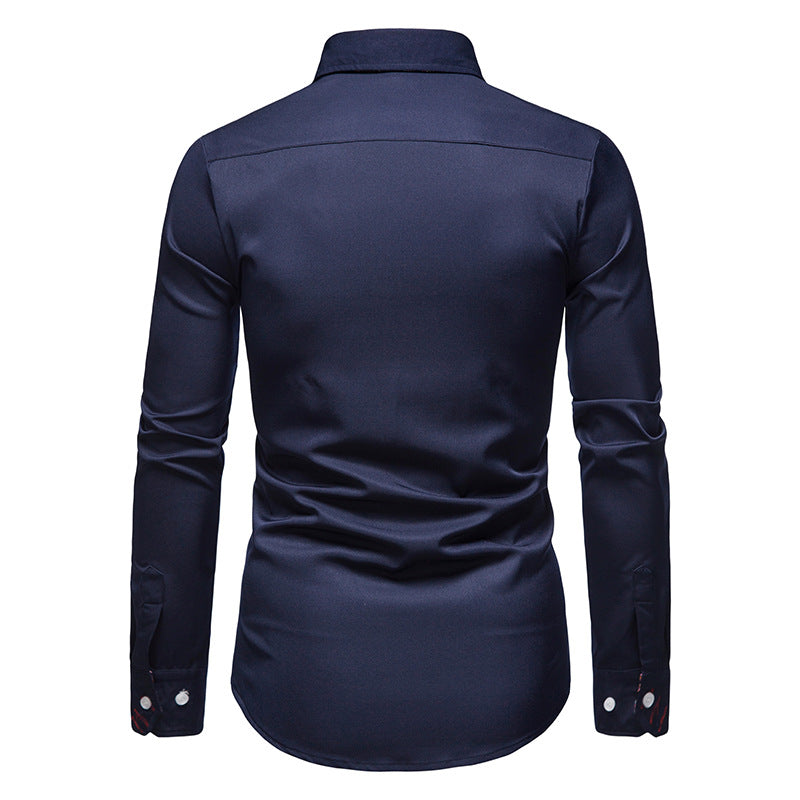 enzo paisley detail overhemd navy blauw heren zakelijk casual
