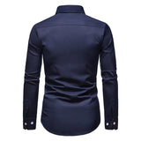 enzo paisley detail overhemd navy blauw heren zakelijk casual
