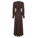 Elaris | Elegantes Maxi-Kleid mit Tiefem V-Ausschnitt & Breitem Taillenband