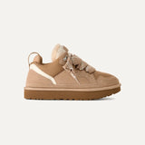 beige Veloursleder Winter-Sneaker mit Plateau und Warmfutter, ugg style sneaker damen