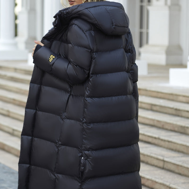 Phoebe Puffer | Langer Damen-Wintermantel mit Kapuze & Wattierung