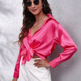 Solira Satinbluse Damen Rosa
