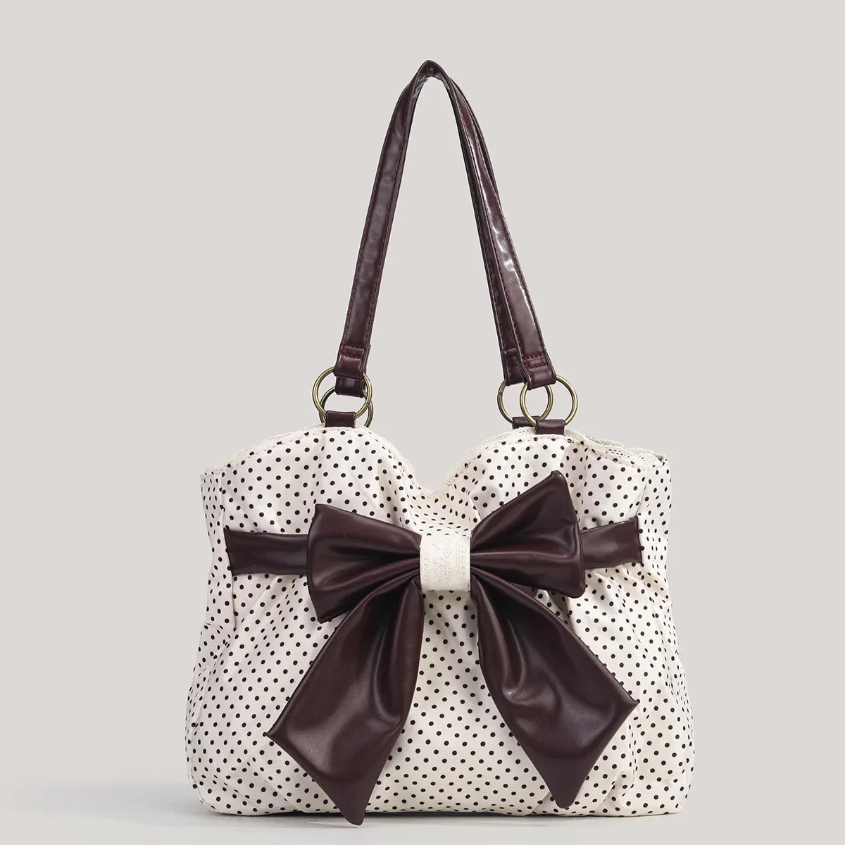 Schwarz-weiße Polkadot Tasche mit Schleife