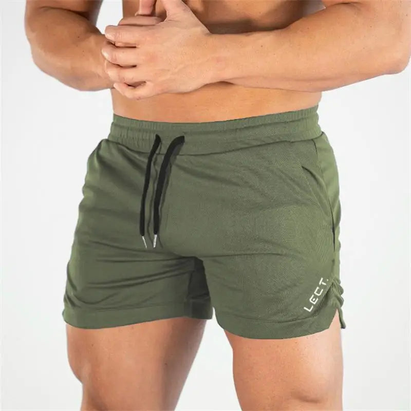 groene gym short met elastische tailleband en trekkoord
