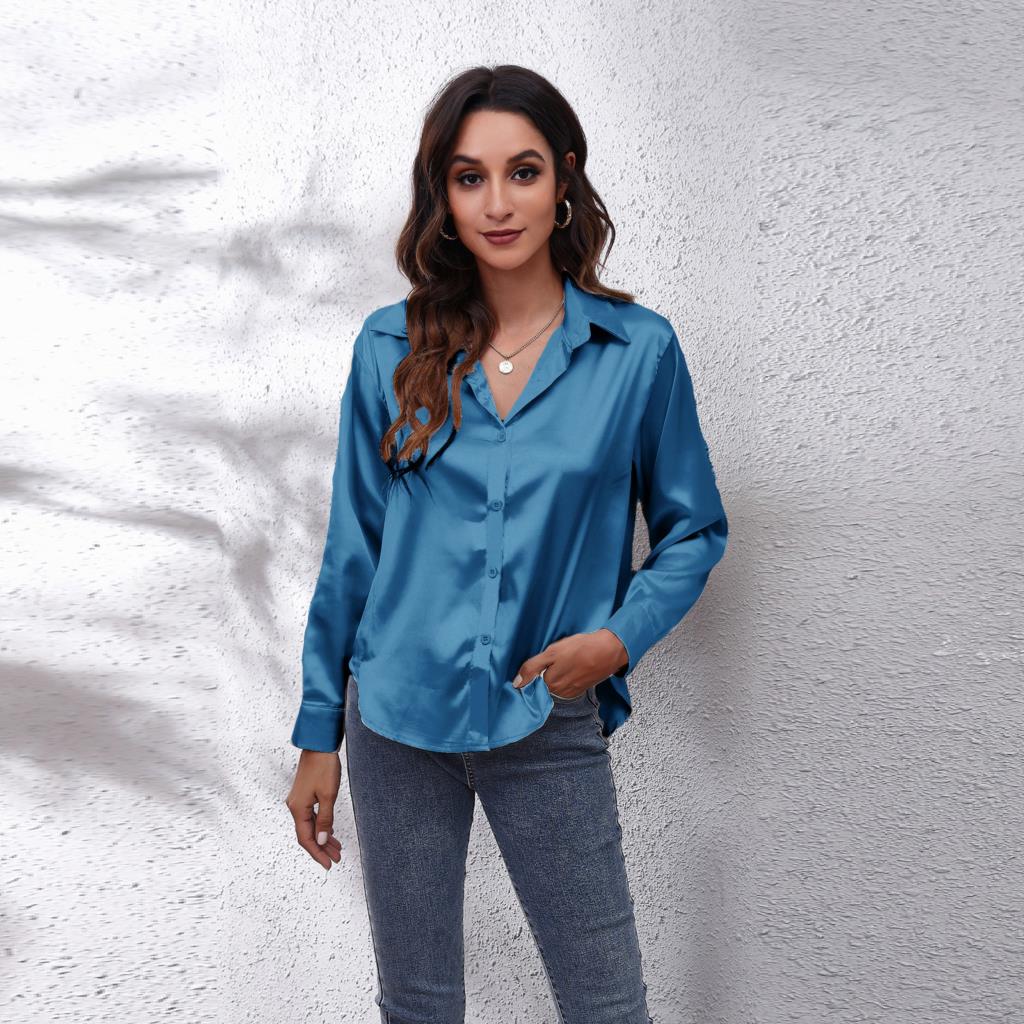Solira Satinbluse Damen Blau
