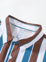 detail kraag van gestreept herenoverhemd
