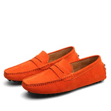 Oranje heren loafers suède casual stijl
