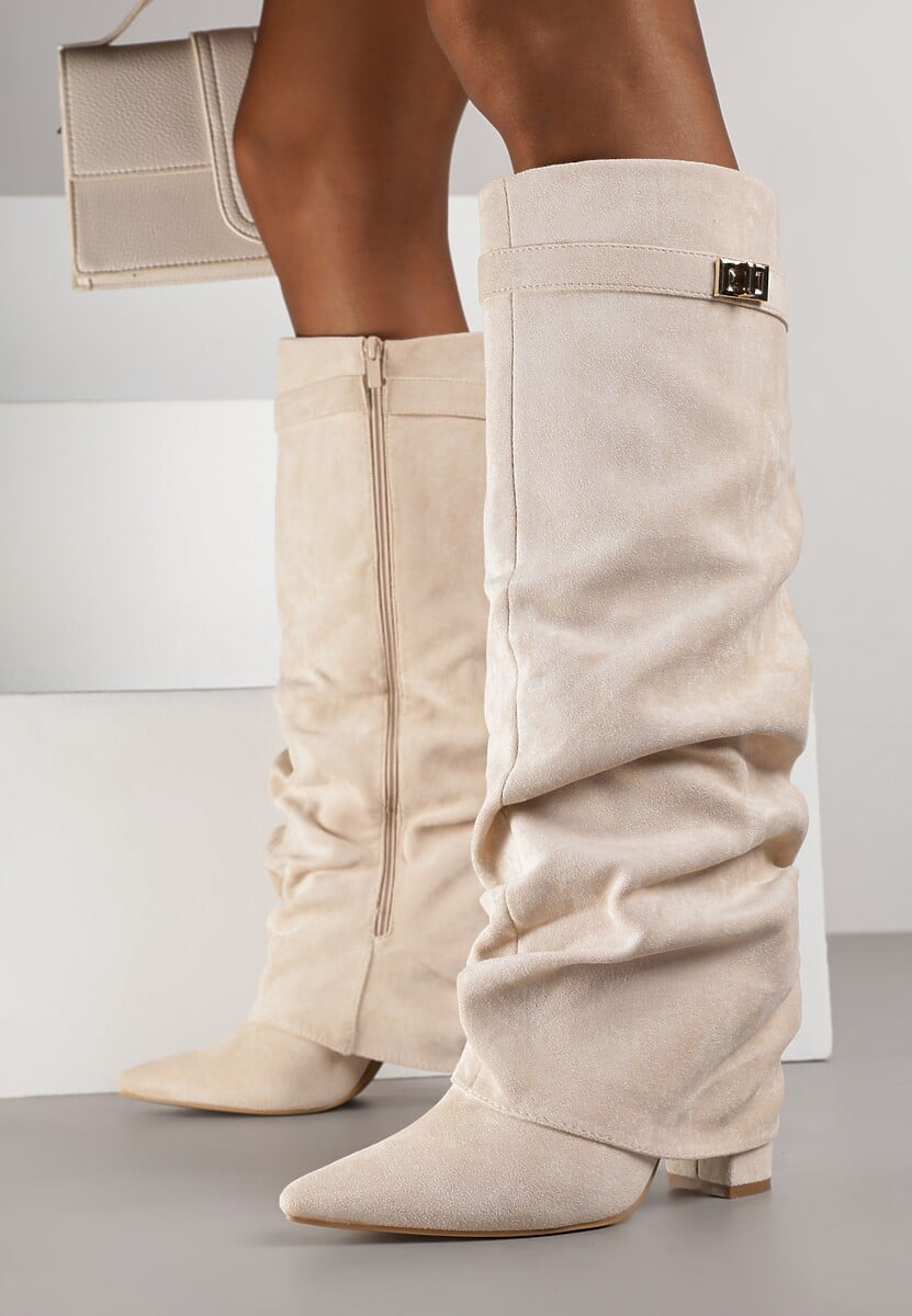 Marzella Slouch Boots in Off-White