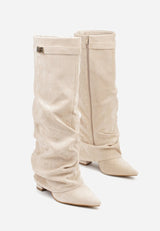 Marzella Slouch Boots | Faltstiefel mit Pointed Toe & Niedrigem Absatz