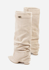 Marzella Slouch Boots in Off-White