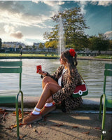 Modefoto: Leo-Fleece Coat am See, herbstlicher Look
