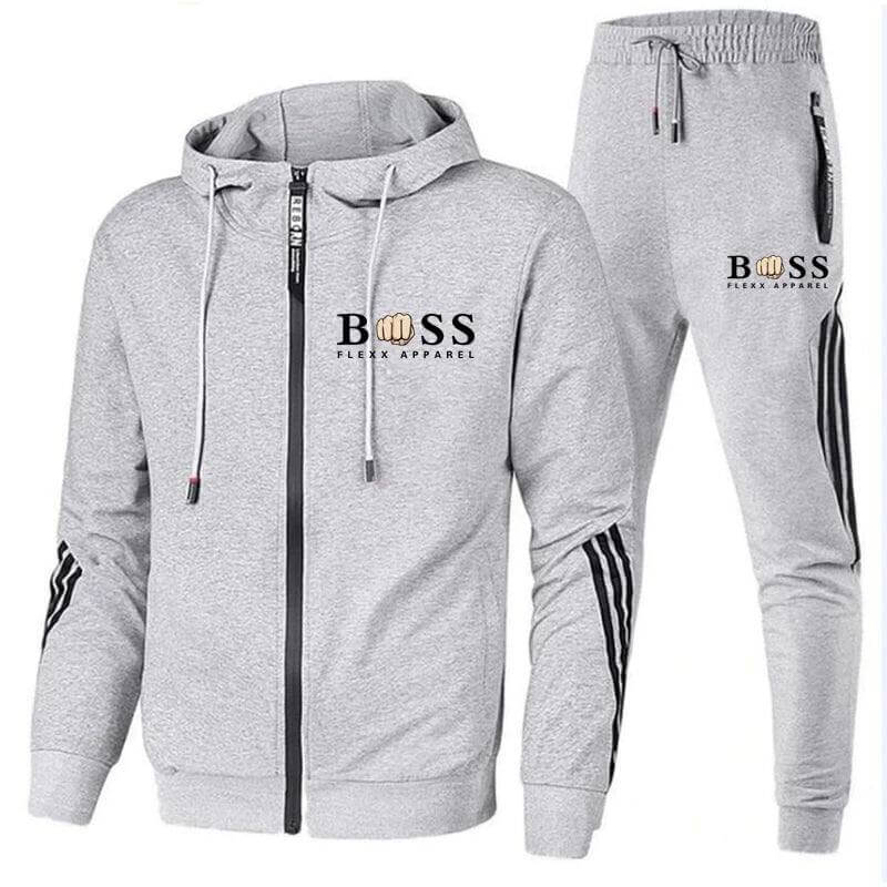 lichtgrijze trainingsset met contrasterende strepen voor casual look