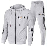 lichtgrijze trainingsset met contrasterende strepen voor casual look