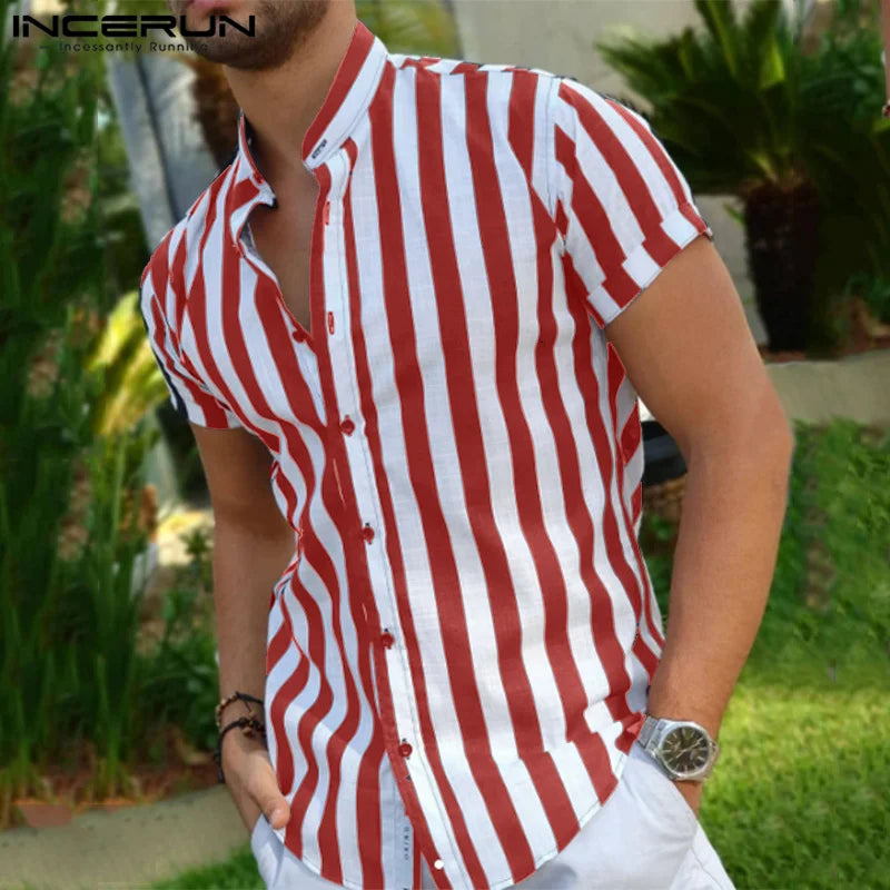 elian overhemd rood wit streep casual look
