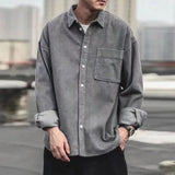 bruno corduroy vintage overhemd heren grijs relaxte fit
