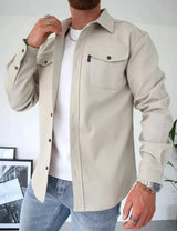 Eli heren overhemd lichtbeige smart casual,

