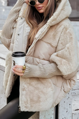 Damen Winterjacke Alvéra in Beige mit Kapuze