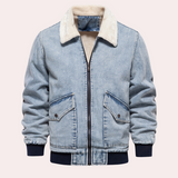 Alessandro Winterjas voor heren in lichtblauw, met warme voering, faux fur kraag en tijdloos design. Ideaal voor de winter.
