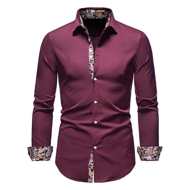 enzo paisley detail overhemd bordeaux rood heren modern design
