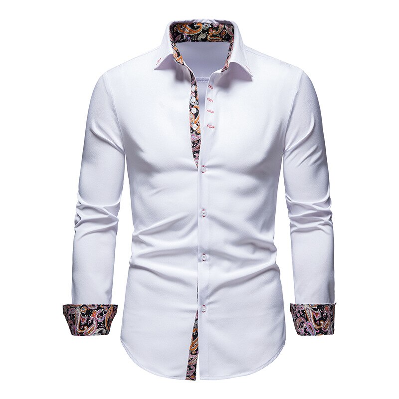 enzo paisley detail overhemd wit heren slim fit
