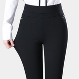 zwarte stretch broek met hoge taille en smalle pijpen voor dames

