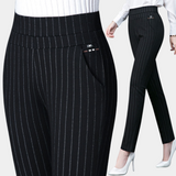 zwarte stretch broek met hoge taille en smalle pijpen voor dames

