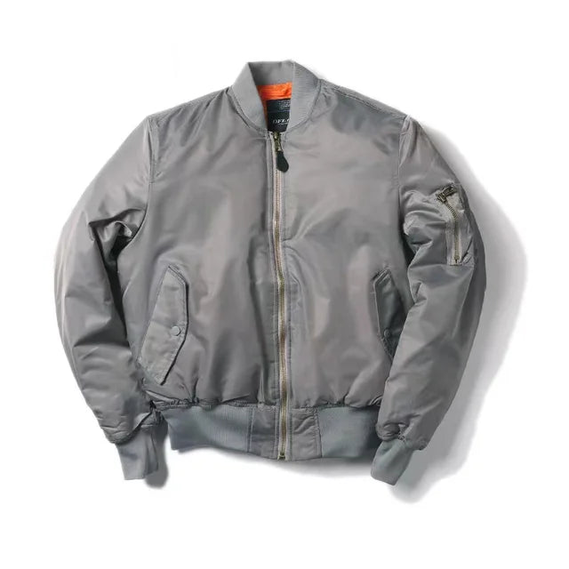Daphne MA-1 Bomberjacke in Grau – flach liegend
