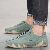 Groene casual sneakers voor heren met ademend materiaal