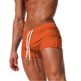 oranje heren zwemshort met elastische band en koordsluiting