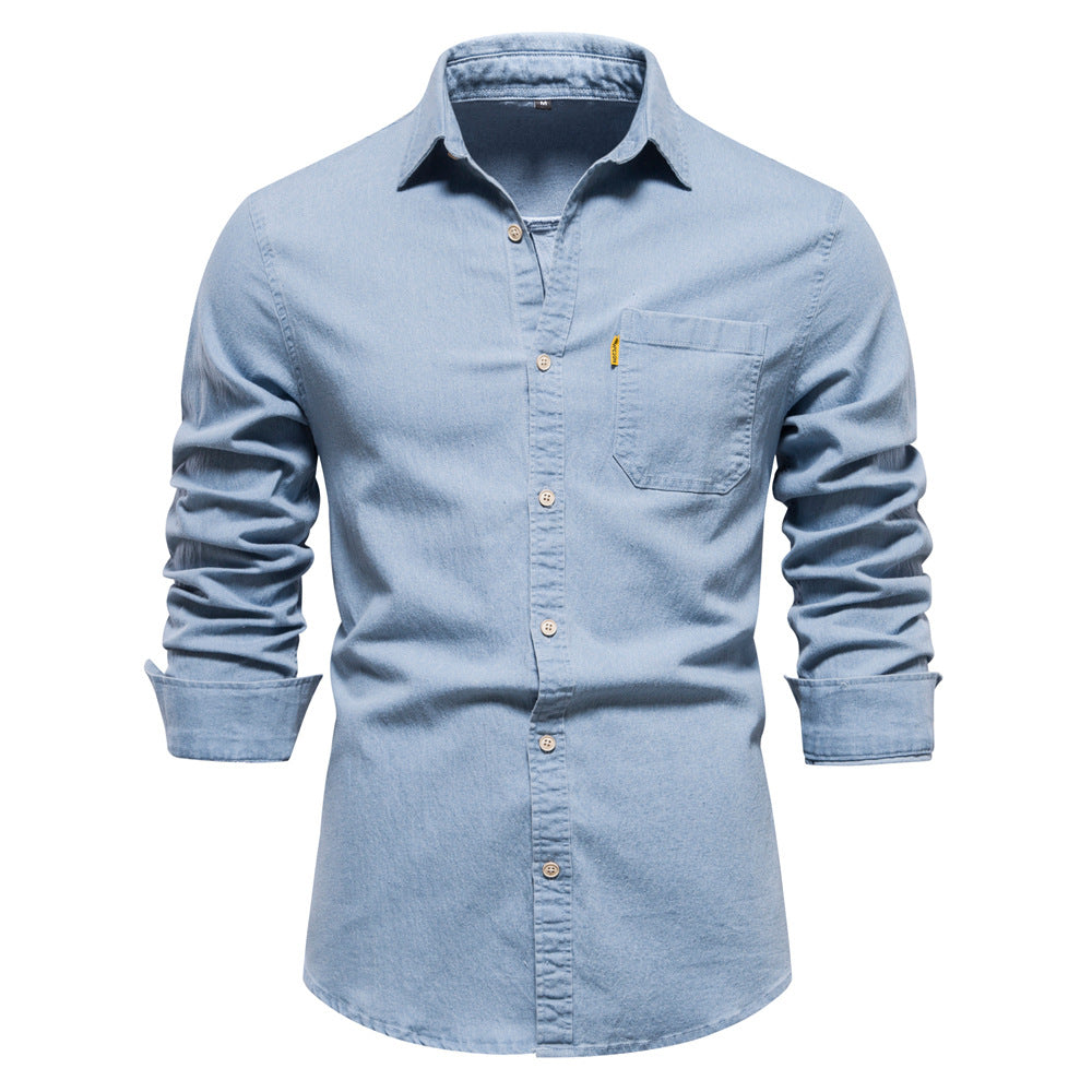 Aiden chambray overhemd lichtblauw ademend materiaal,