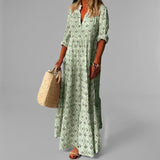 Elanira Maxikleid in Grün mit lockerem Schnitt und 3/4-Ärmeln