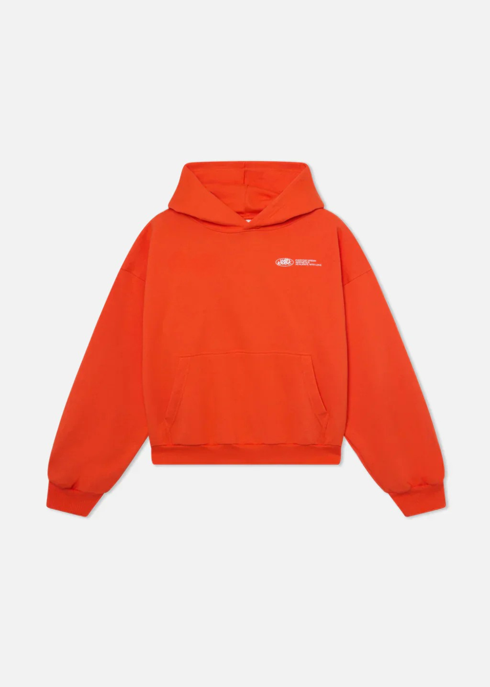 Oranger Oversize Hoodie Front mit Mini-Logo
