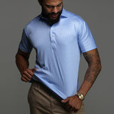 Sky blue stretch polo voor mannen
