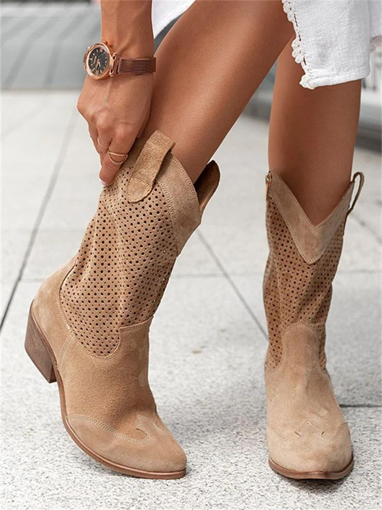 Josiane Western Boots in Braun mit Perforationen