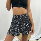 Talaine Romy Rose Boho Rock in Schwarz geblümt mit Rüschen und Stretch-Bund
