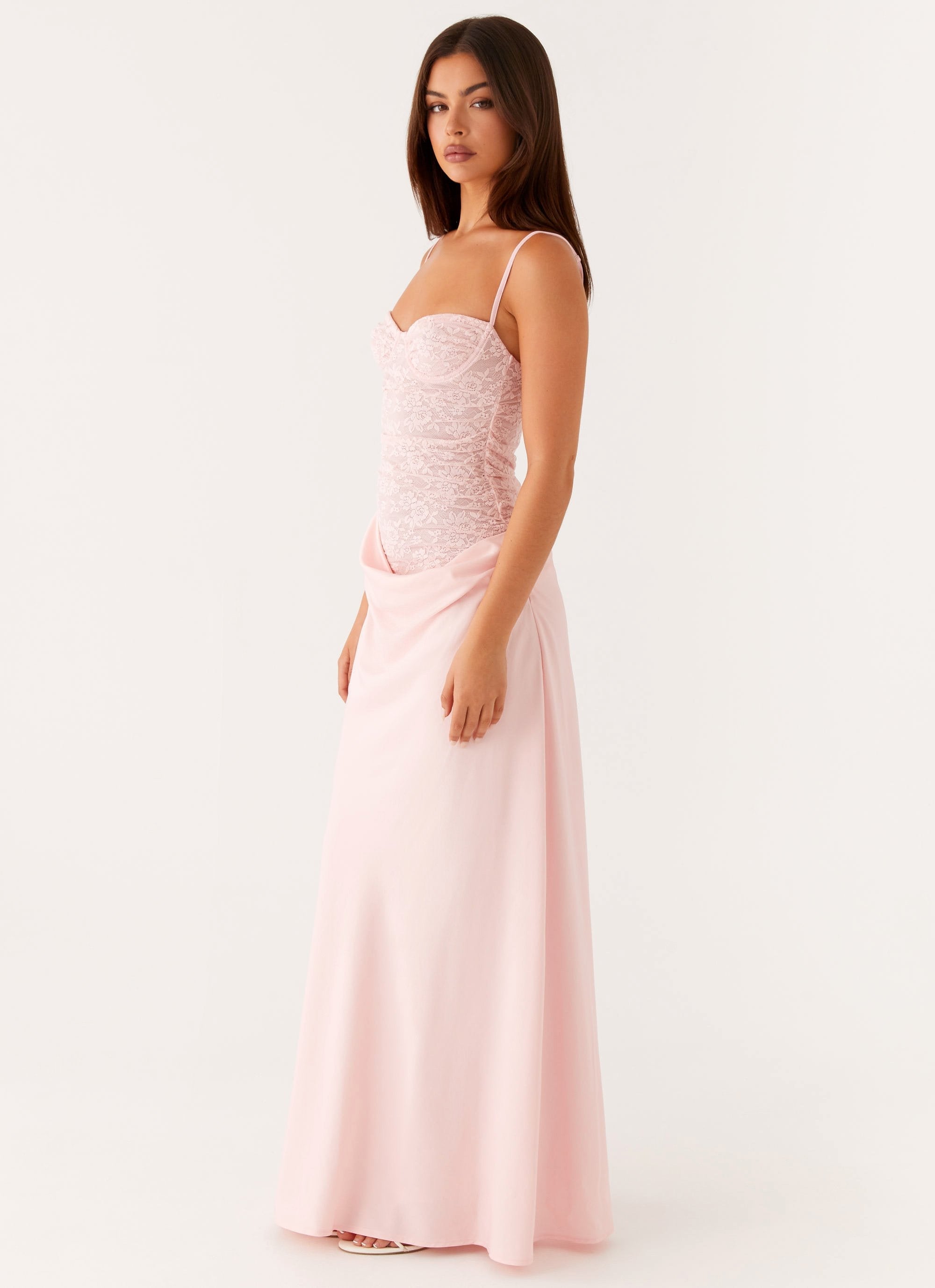 Lysandra | Maxi Kleid mit Spitze & Satinrock