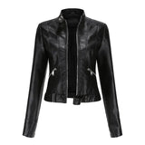 Veloura Bikerjacke Damen schwarz vegan Leder