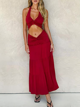 Solana Summer Set | Halter Crop Top and Maxi Skirt 