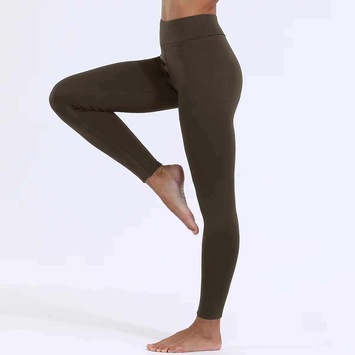 Armeegrüne Winterleggings Damen – Bequeme Thermo-Leggings für kalte Tage